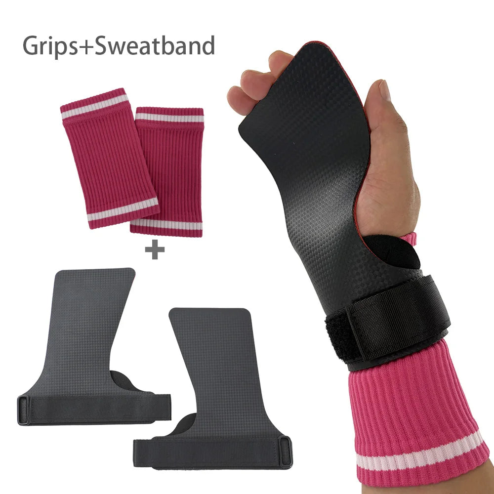 A Pair of Kevlar Rubber NO-hole Hand Grips for Crossfit Pull-ups Cross Training Gymnastics WODS Palm Protector