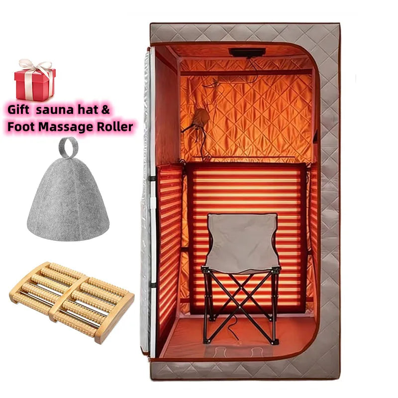 Portable Full Size Infrared Sauna for Home Spa with Red Light Portable Dry Sauna for Relaxation(L 33.8" x W 33.8" x H 66.5")