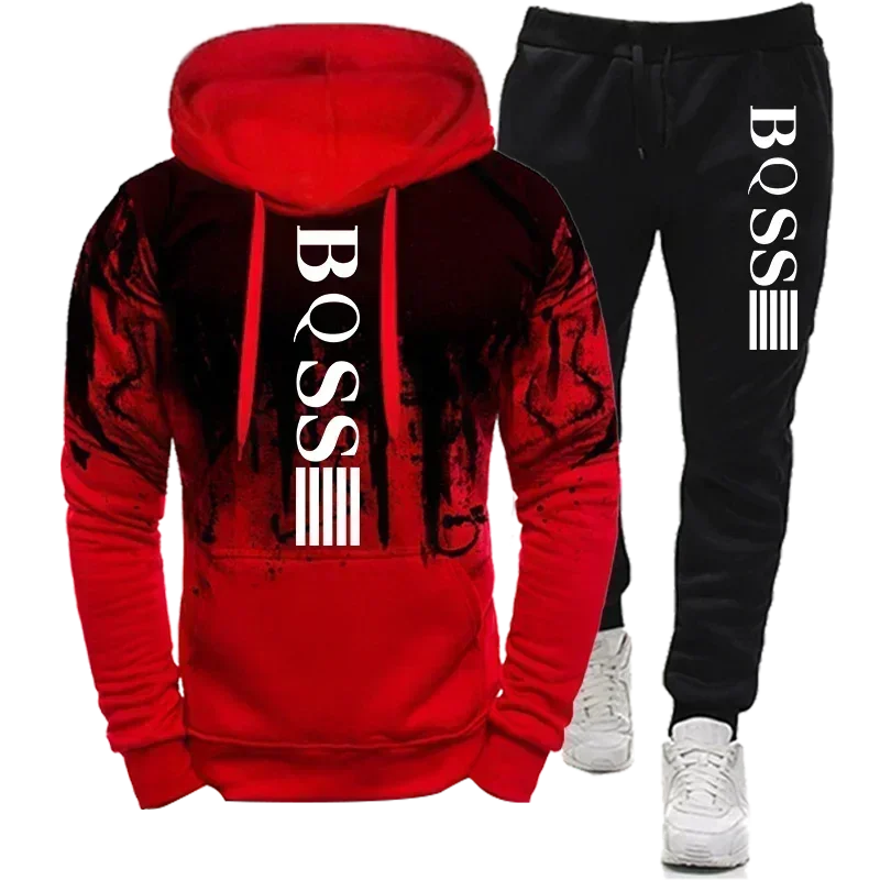 New Men's Sets Autumn Bicycle pullover Hoodie and Pants 2 Pieces Casual Tracksuit Male Brand Running Jogging Sportswear Suit