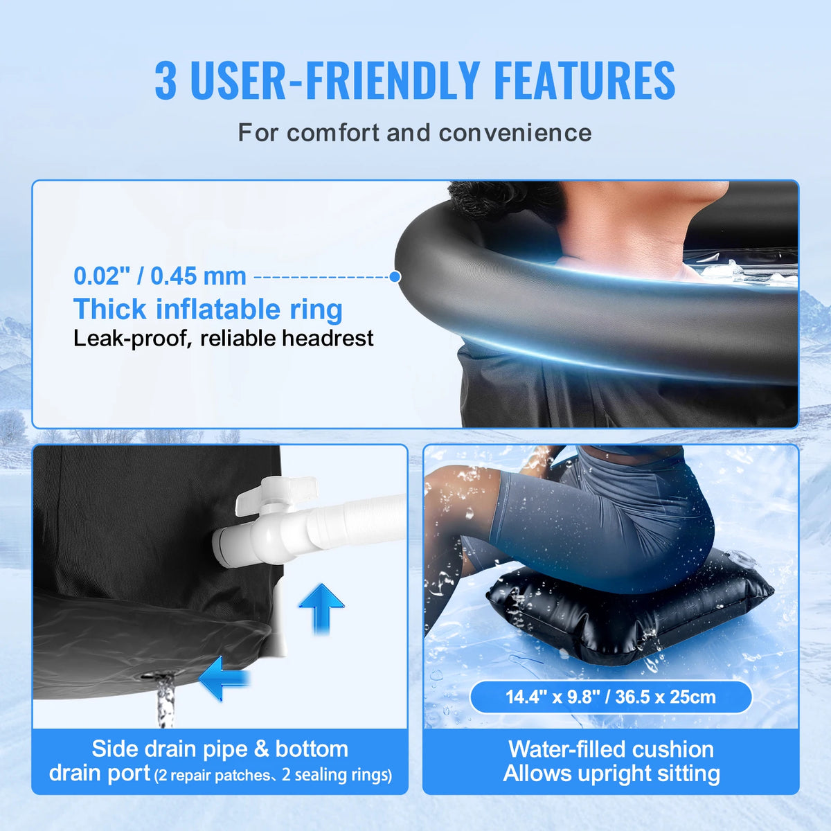 SucceBuy Ice Bath Tub Plunge Portable Ice Barrel Plunge Pool Cold Water Therapy for Athlet Recovery Fold Bathtub with Cover