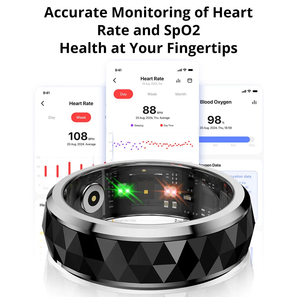 COLMI R11 Smart Ring, Fidget Spinner Anxiety Relieve Ring with Charging Case , Health and Sleep Monitor, 5ATM Waterproof