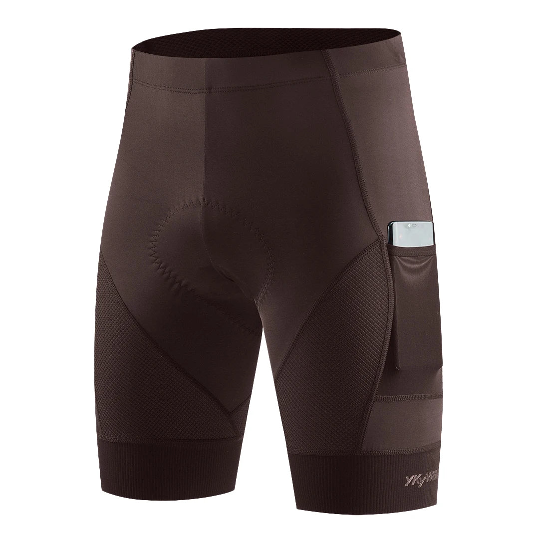 YKYW Men's Cycling Shorts 2 Pockets Summer Pro Team MTB Road Bike Shorts Bicycle Riding Tights Slim Fit Sports Clothing Padded