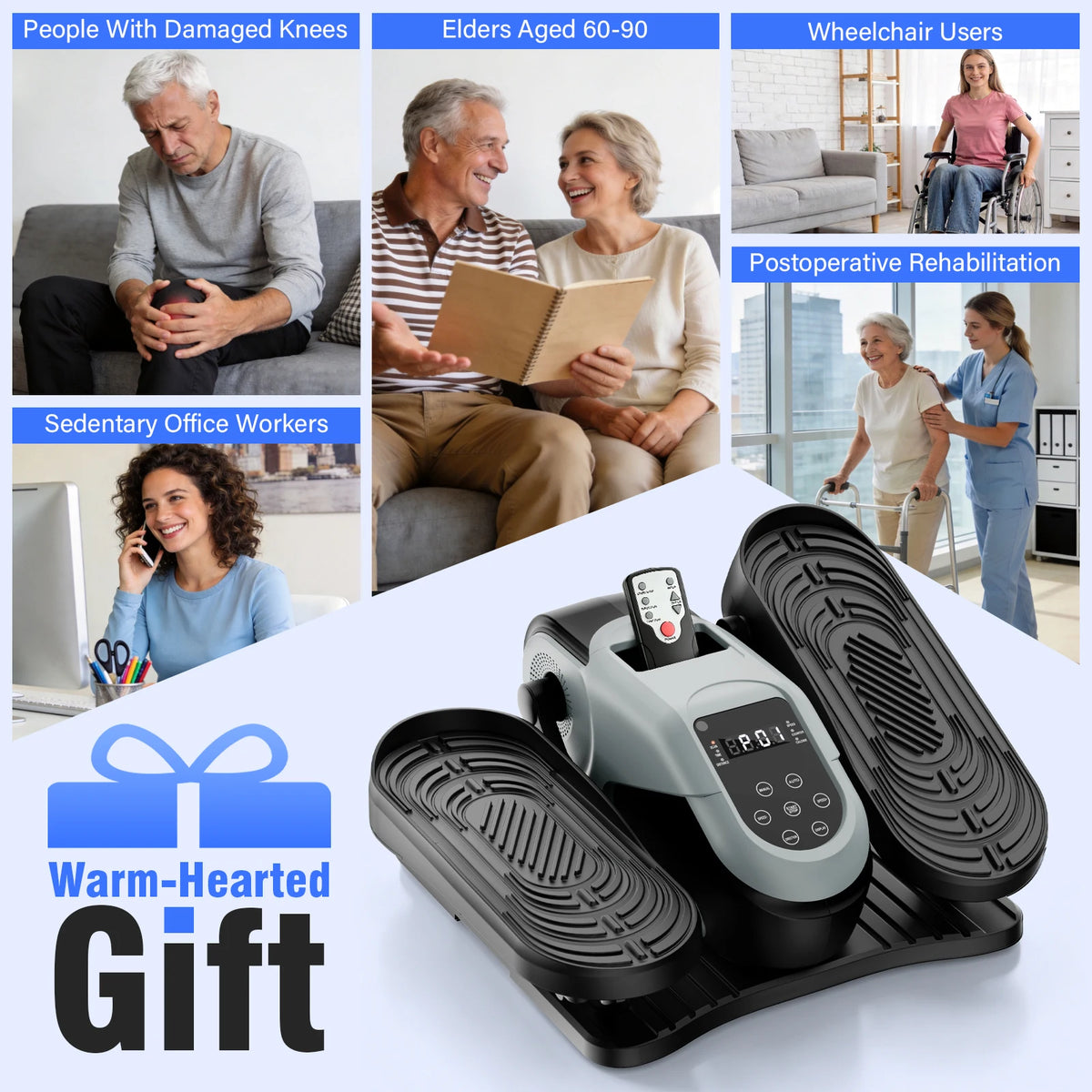 Portable Under-Desk Elliptical Machine No-Assembly Smart Elliptical Electric for Home Manual 12-Speed + Auto 15-Speed Dual-Mode Resistance Forward Reverse Remote Control for Rehabilitation Body Shaping & Cardio Fitness