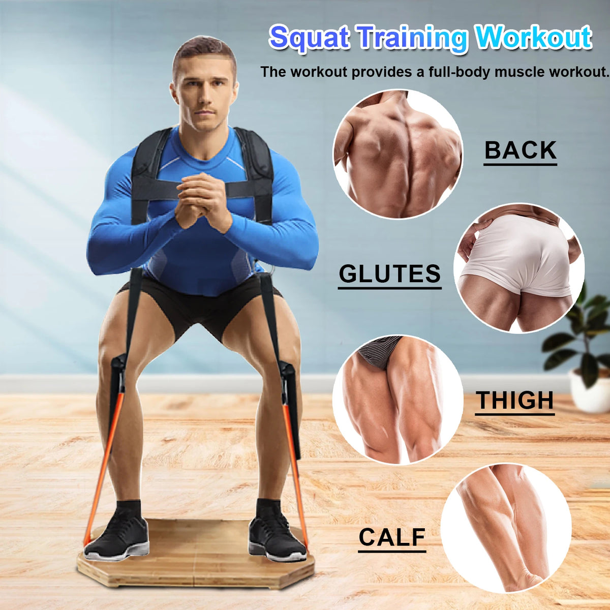 Squat Harness Vest for Resistance Bands – Adjustable Training Strap with Padded Shoulder Support Ideal for Squats Workouts
