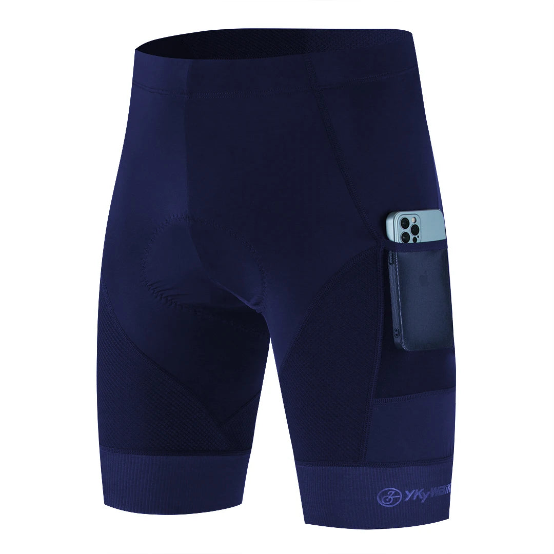 YKYW Men's Cycling Shorts 2 Pockets Summer Pro Team MTB Road Bike Shorts Bicycle Riding Tights Slim Fit Sports Clothing Padded