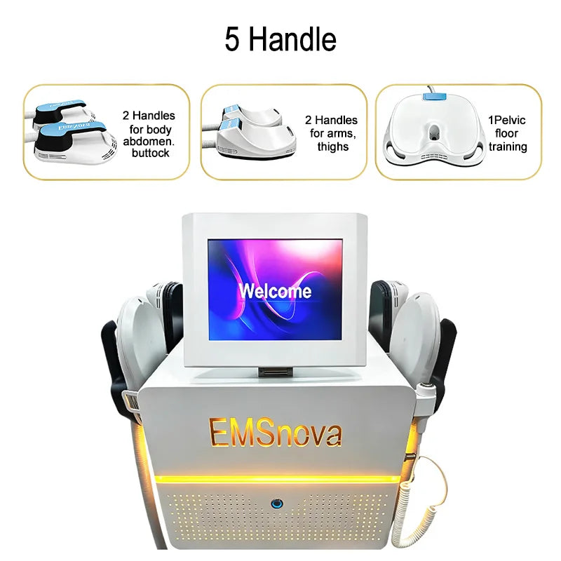 Mecavie 6500W Body Shaping Machine 4 Handles Muscle Stimulation Device Skin Firming Body Contouring Equipment for Salon Home