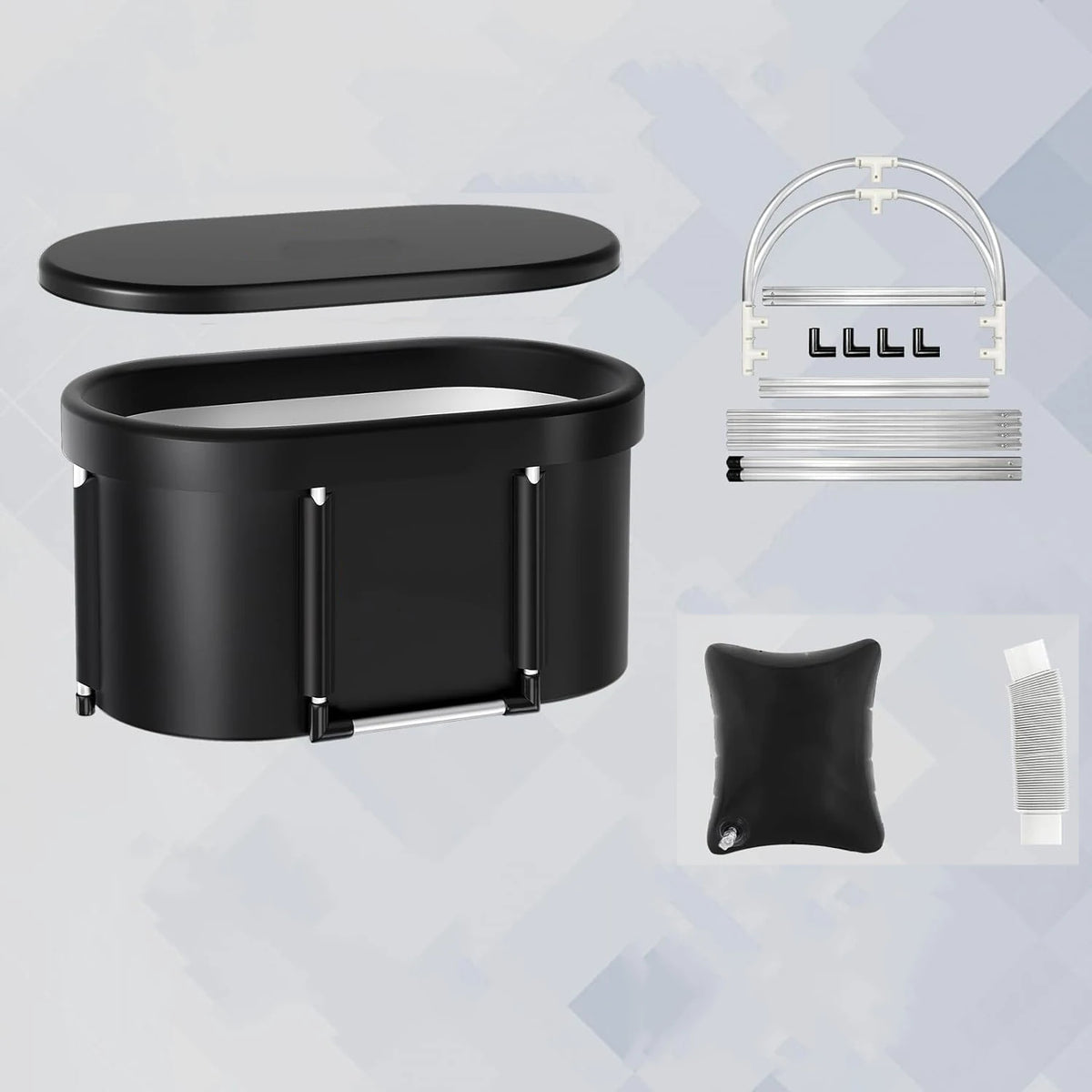 Ice Bath Tub for Athletes Large Collapsible Hot Tub Portable Cold Plunge for Outdoor Garden Yard Gym,Upgraded All-Aluminum Frame