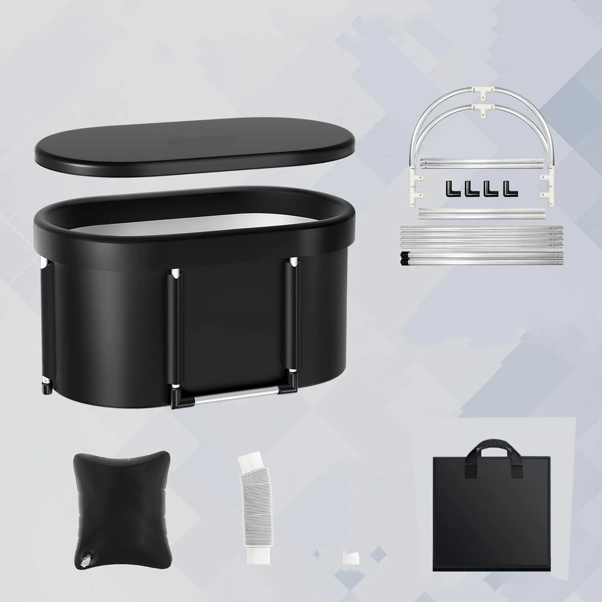Ice Bath Tub for Athletes Large Collapsible Hot Tub Portable Cold Plunge for Outdoor Garden Yard Gym,Upgraded All-Aluminum Frame