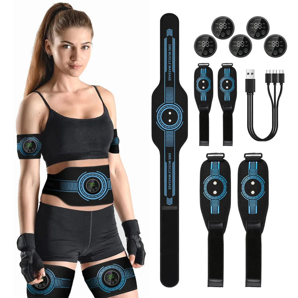 EMS Belt Massage Set Abdominal Fitness Device Intelligent Belt Full Body Muscle Stimulation Trainer USB Charging Version