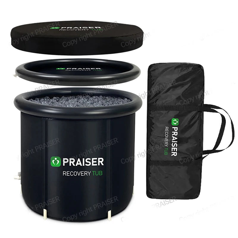 80Cm Round Modern Black Cold Plunge Barrel Foldable Ice Bath Inflatable Hot Tub Outdoor Spa Tubs Portable Bathtub For Adult