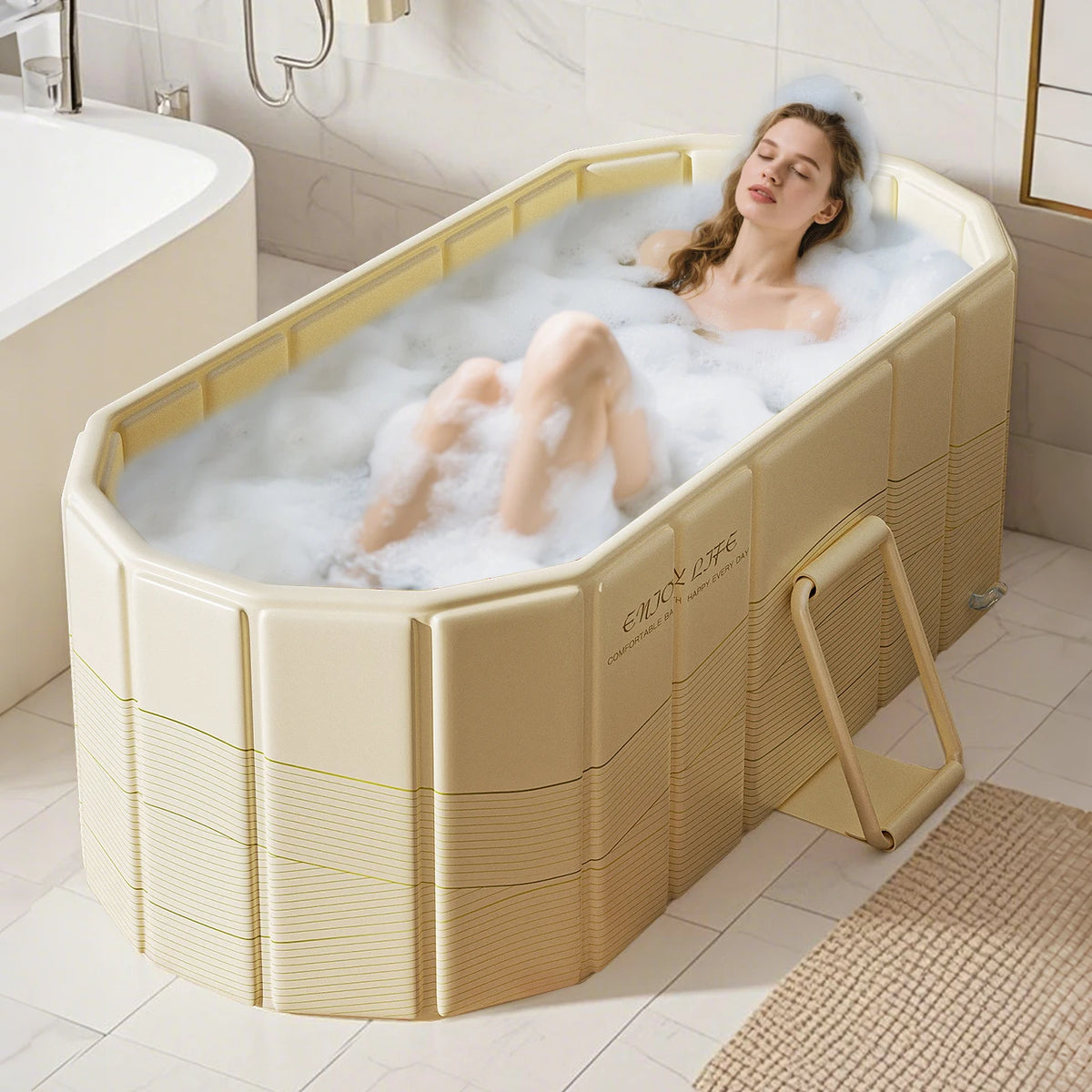 1PC large foldable non inflatable bathtub, portable bathtub, suitable for indoor and home courtyard bathtubs