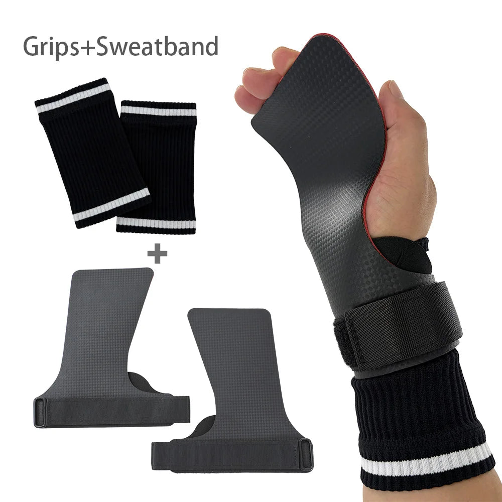 A Pair of Kevlar Rubber NO-hole Hand Grips for Crossfit Pull-ups Cross Training Gymnastics WODS Palm Protector