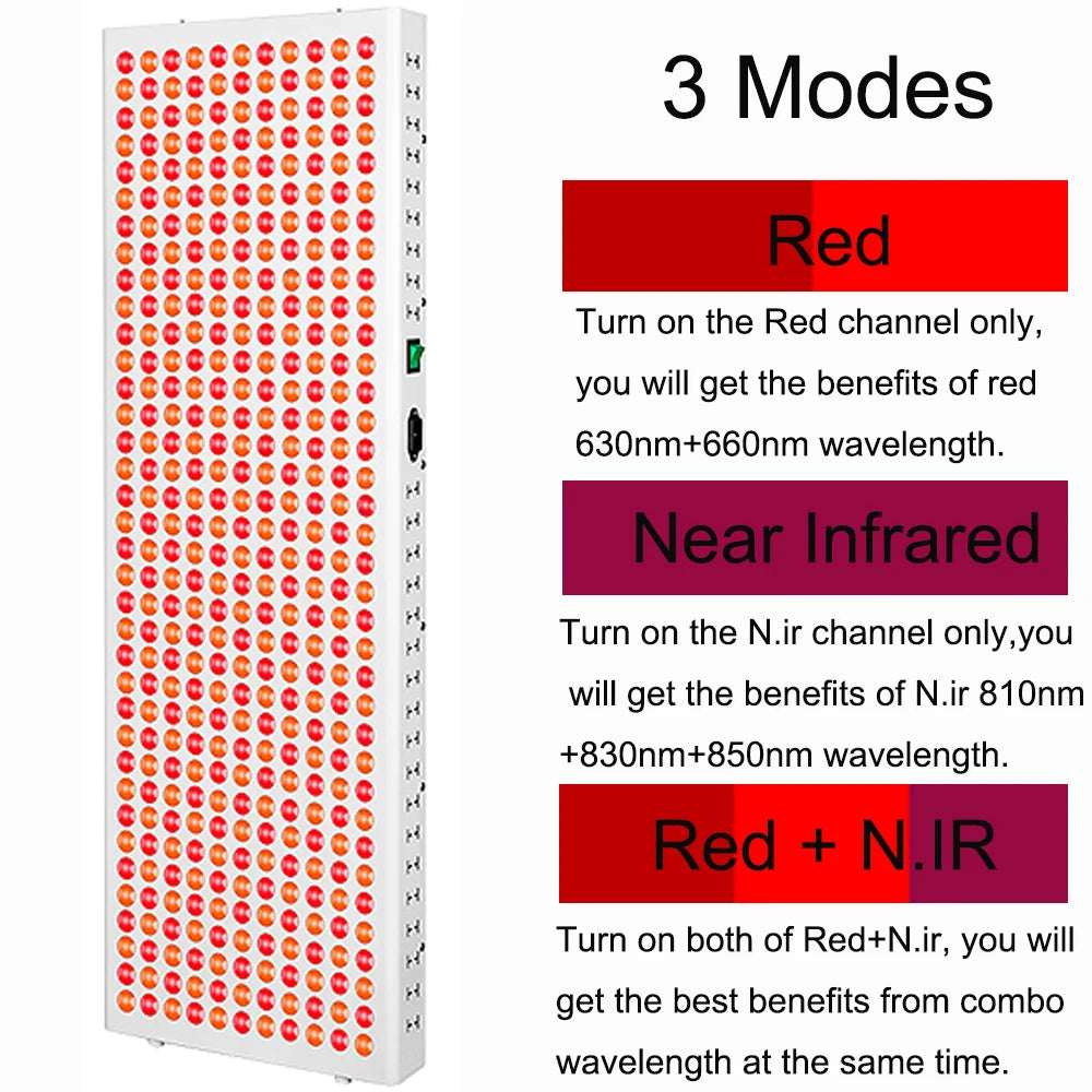 Red Light Therapy Panel 630nm 660nm 810nm 830nm 850nm Near Infrared Lamp LED Beauty Device Full Body, Red Light LED