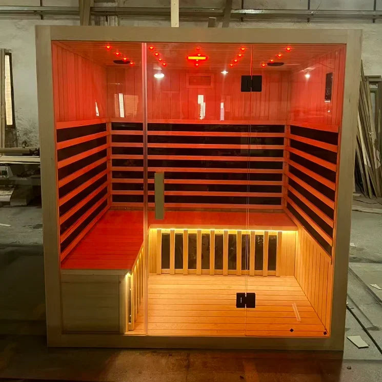 Luxurious Large Outdoor Electric Sauna Infrared Treatment Modern Design Style Far Infrared Red Cedar Sauna Room