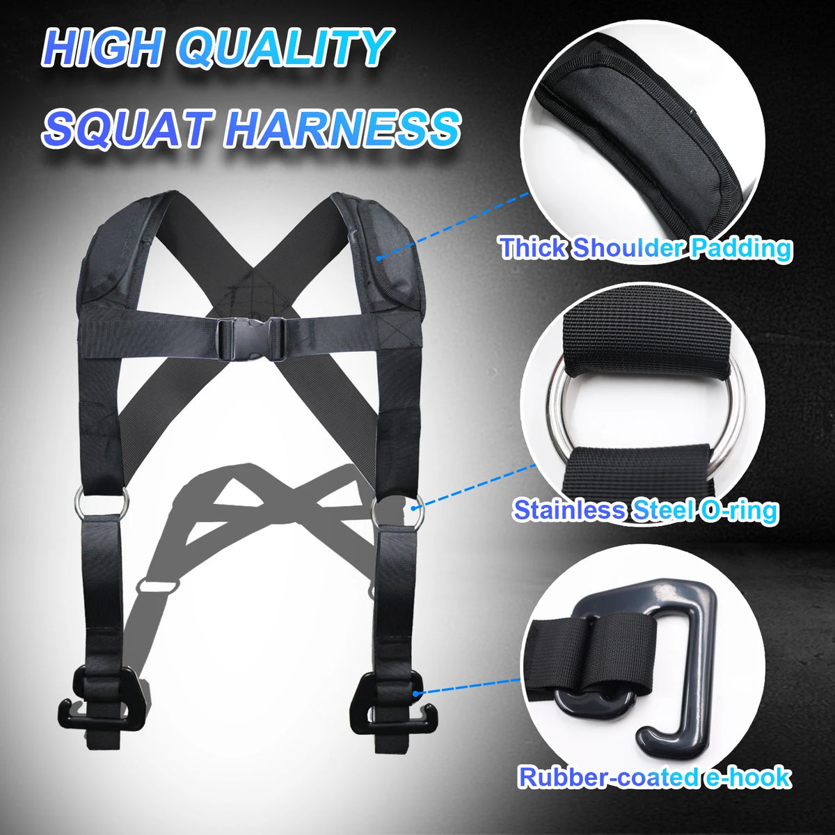 Squat Harness Vest for Resistance Bands – Adjustable Training Strap with Padded Shoulder Support Ideal for Squats Workouts