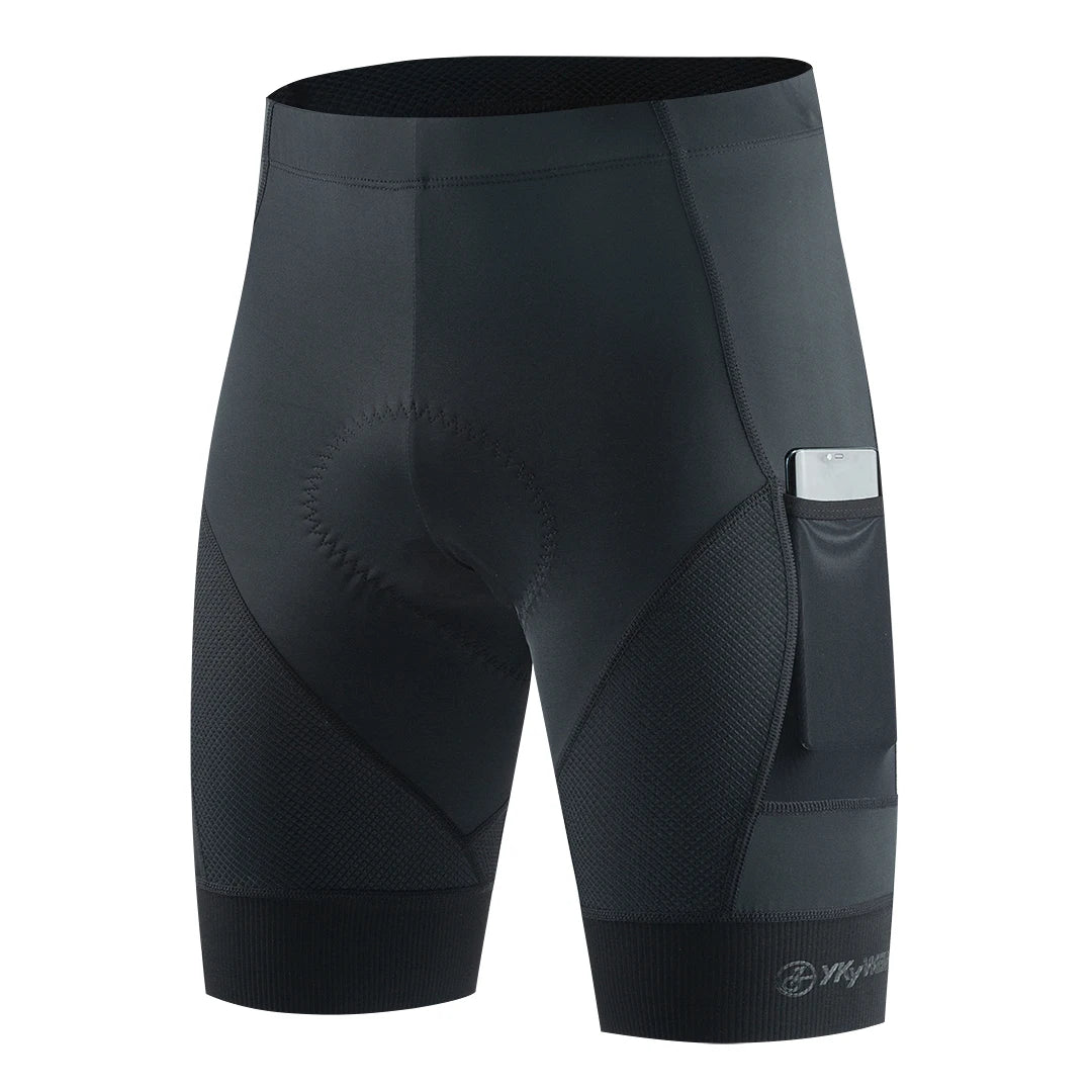 YKYW Men's Cycling Shorts 2 Pockets Summer Pro Team MTB Road Bike Shorts Bicycle Riding Tights Slim Fit Sports Clothing Padded