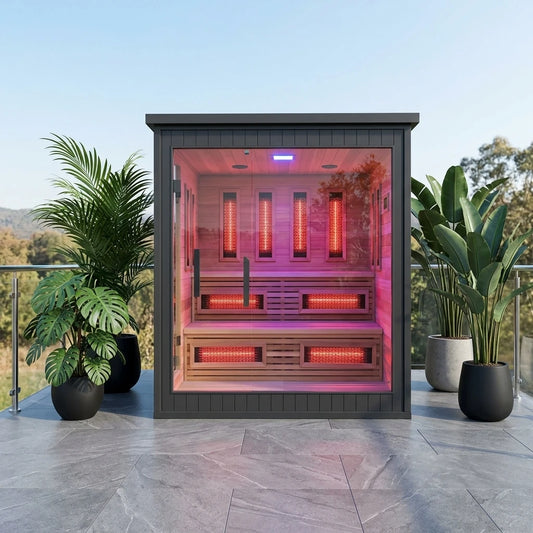 Luxurious Large Outdoor Electric Sauna Infrared Treatment Modern Design Style Far Infrared Red Cedar Sauna Room