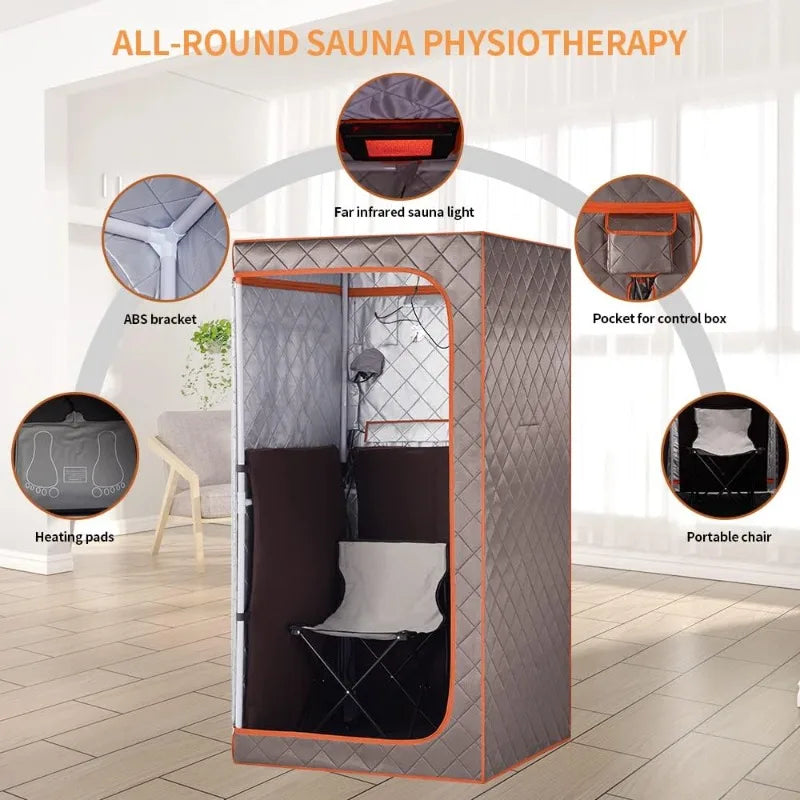Portable Full Size Infrared Sauna for Home Spa with Red Light Portable Dry Sauna for Relaxation(L 33.8" x W 33.8" x H 66.5")