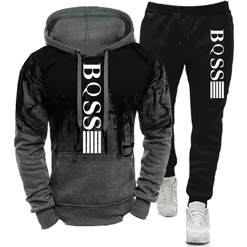 New Men's Sets Autumn Bicycle pullover Hoodie and Pants 2 Pieces Casual Tracksuit Male Brand Running Jogging Sportswear Suit