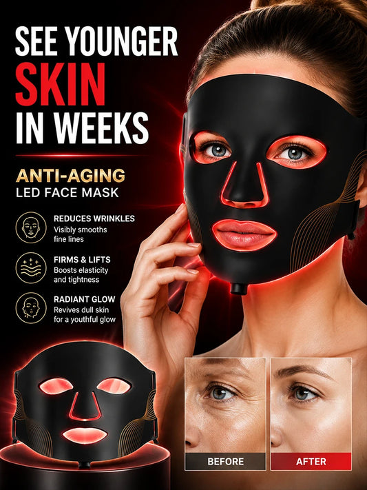 LED Face Mask Red Light Therapy Face Neck Mask 7 Color Flexible Silicone Facial Beauty Care Device for Home Use