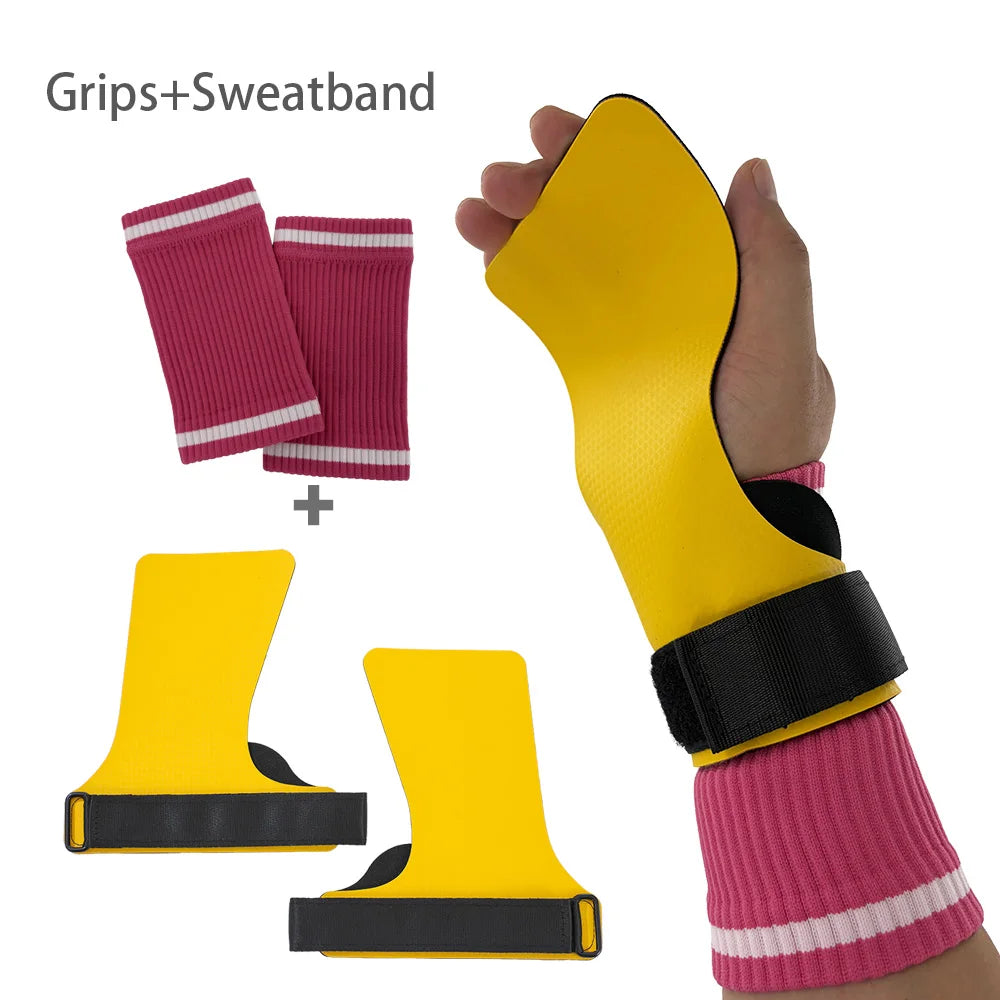 A Pair of Kevlar Rubber NO-hole Hand Grips for Crossfit Pull-ups Cross Training Gymnastics WODS Palm Protector
