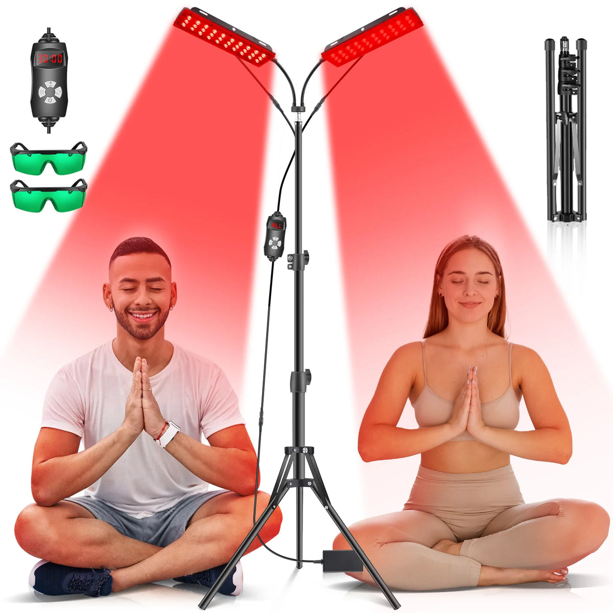 Astarexin Red Light Therapy Panel, 660nm & 850nm Dual-head Infrared LED Light Lamps for Full Body Use, Home Light Device for Face, Body & Daily Wellness