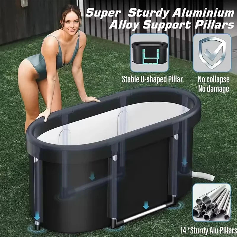 Portable Foldable Ice Bath Tub for Athletes Multiple Layered Portable Outdoor Cold Plunge Tub for Recovery,Cold Plunge