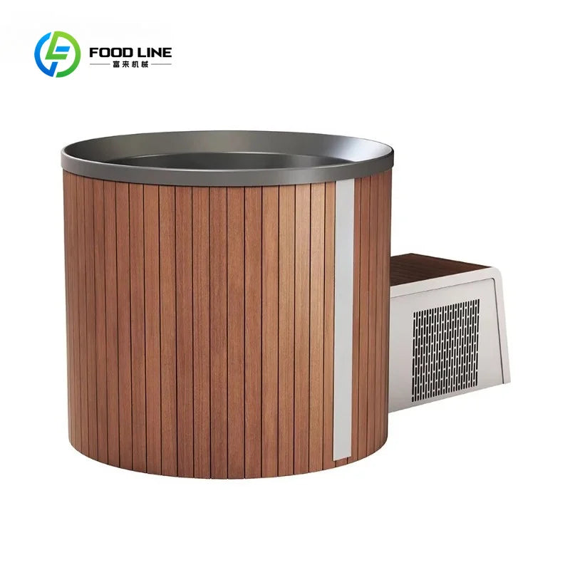 Customized Single Cold Plunge with Chiller Acrylic Liner and Wood Ice Plunge Tub
