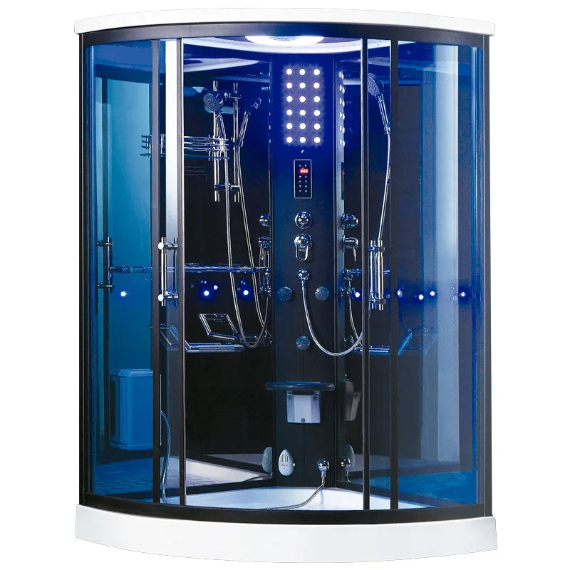 1200X1200X2150mm Sector-Shaped Wet Steam Shower Cabin Single Person Sauna Room A-065