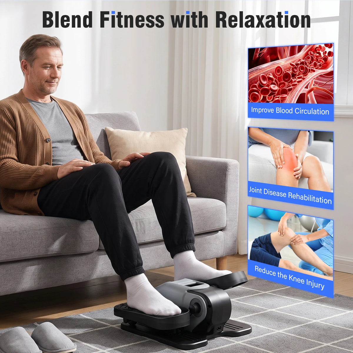 Portable Under-Desk Elliptical Machine No-Assembly Smart Elliptical Electric for Home Manual 12-Speed + Auto 15-Speed Dual-Mode Resistance Forward Reverse Remote Control for Rehabilitation Body Shaping & Cardio Fitness