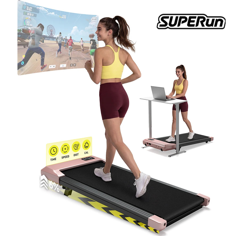 2in1 Walking Pad Mini Treadmill Portable for Home&Office Under Desk LCD Screen Max 300lbs Quiet Treadmills Exercise Machine