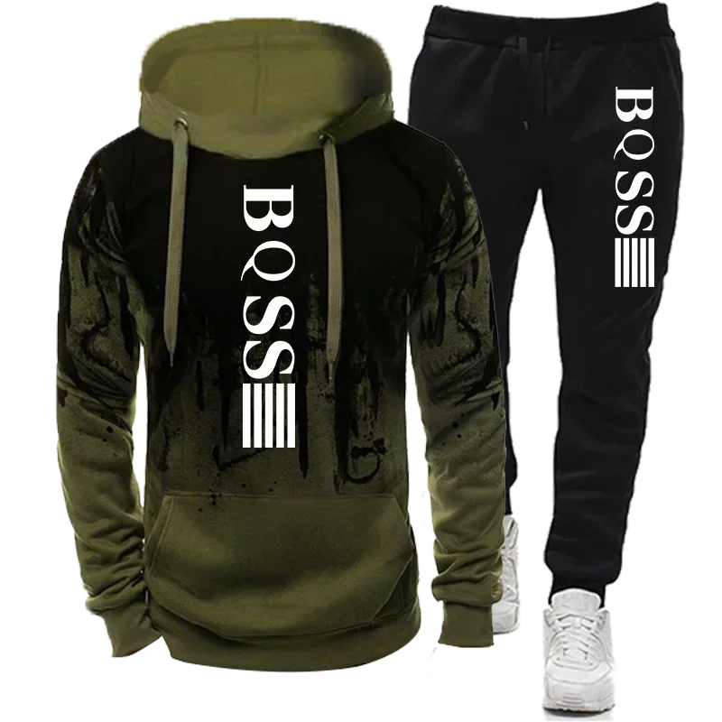 New Men's Sets Autumn Bicycle pullover Hoodie and Pants 2 Pieces Casual Tracksuit Male Brand Running Jogging Sportswear Suit