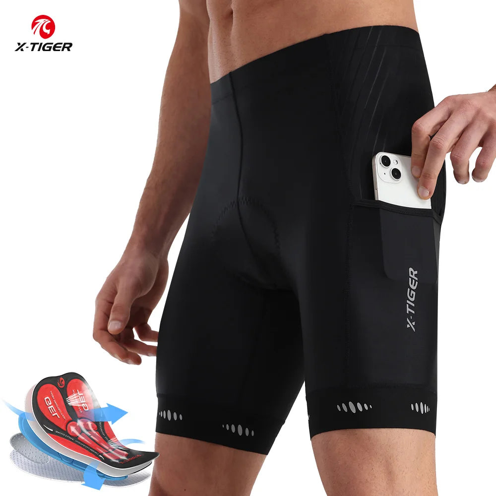 X-TIGER Men Cycling Shorts with Back Pocket 5D Gel Padded Bike Shorts for Men Mountain Road Biking Riding Half Pants Tights
