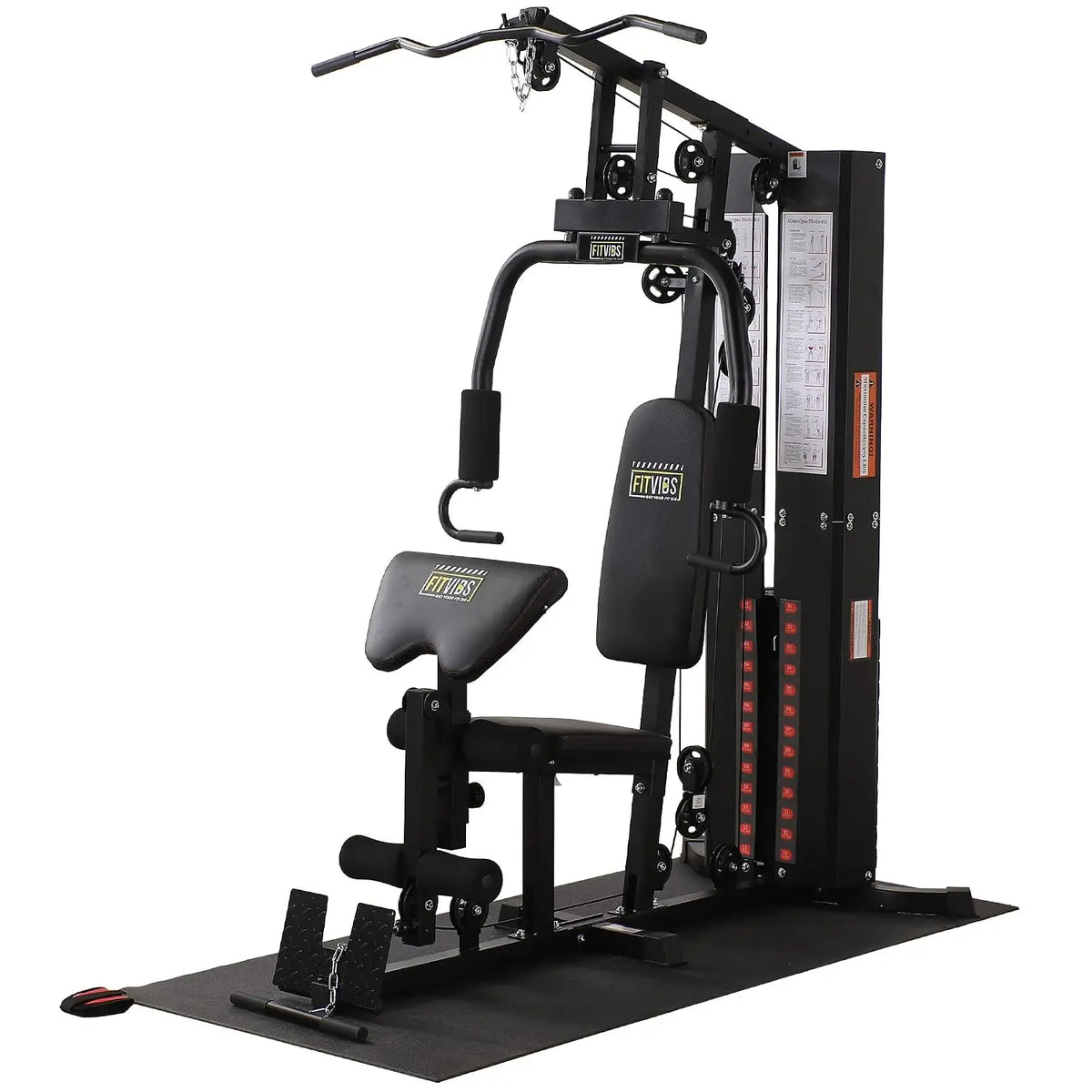 Multifunctional Home Gym Machine with Floor Mat, 160LBS Weights | – Strength Training Workout Station with 160-Pound, Custom